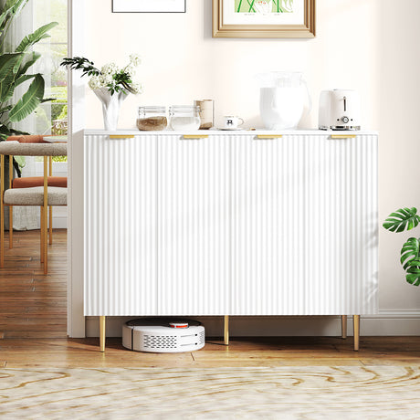 Wooden Storage Cabinet 120cm Wide With 4 Doors - Velmora