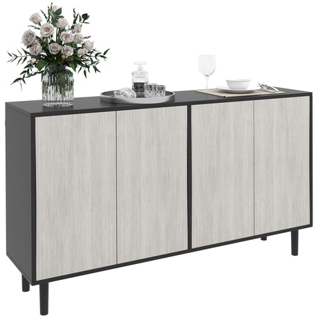Wooden Storage Cabinet 121cm Wide With 4 Doors - Velmora