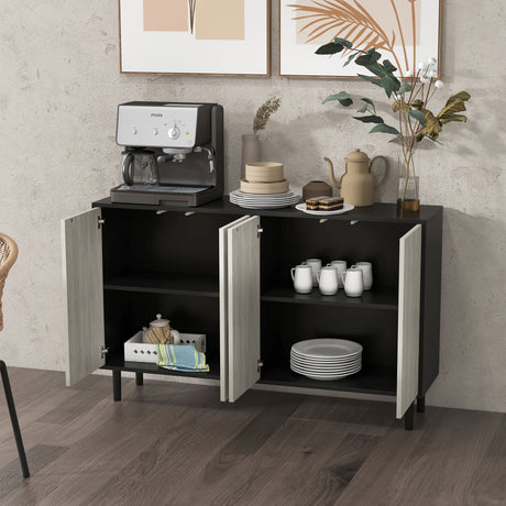 Wooden Storage Cabinet 121cm Wide With 4 Doors - Velmora