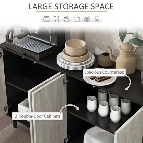 Wooden Storage Cabinet 121cm Wide With 4 Doors - Velmora
