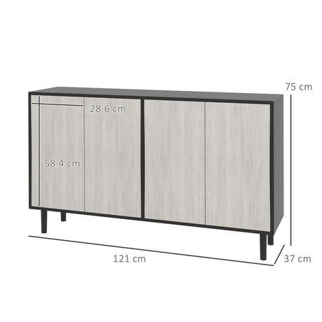 Wooden Storage Cabinet 121cm Wide With 4 Doors - Velmora