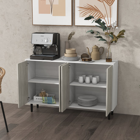 Wooden Storage Cabinet 121cm Wide With 4 Doors - Velmora