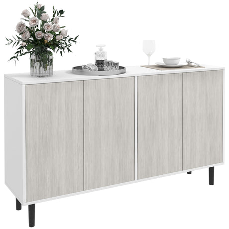 Wooden Storage Cabinet 121cm Wide With 4 Doors - Velmora