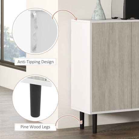Wooden Storage Cabinet 121cm Wide With 4 Doors - Velmora