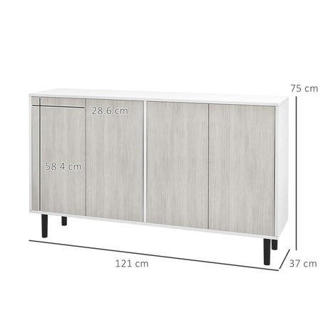 Wooden Storage Cabinet 121cm Wide With 4 Doors - Velmora