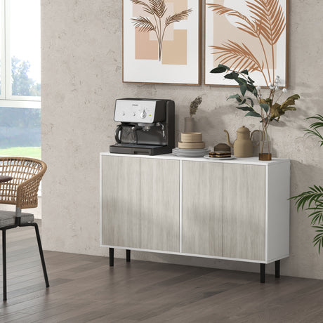 Wooden Storage Cabinet 121cm Wide With 4 Doors - Velmora