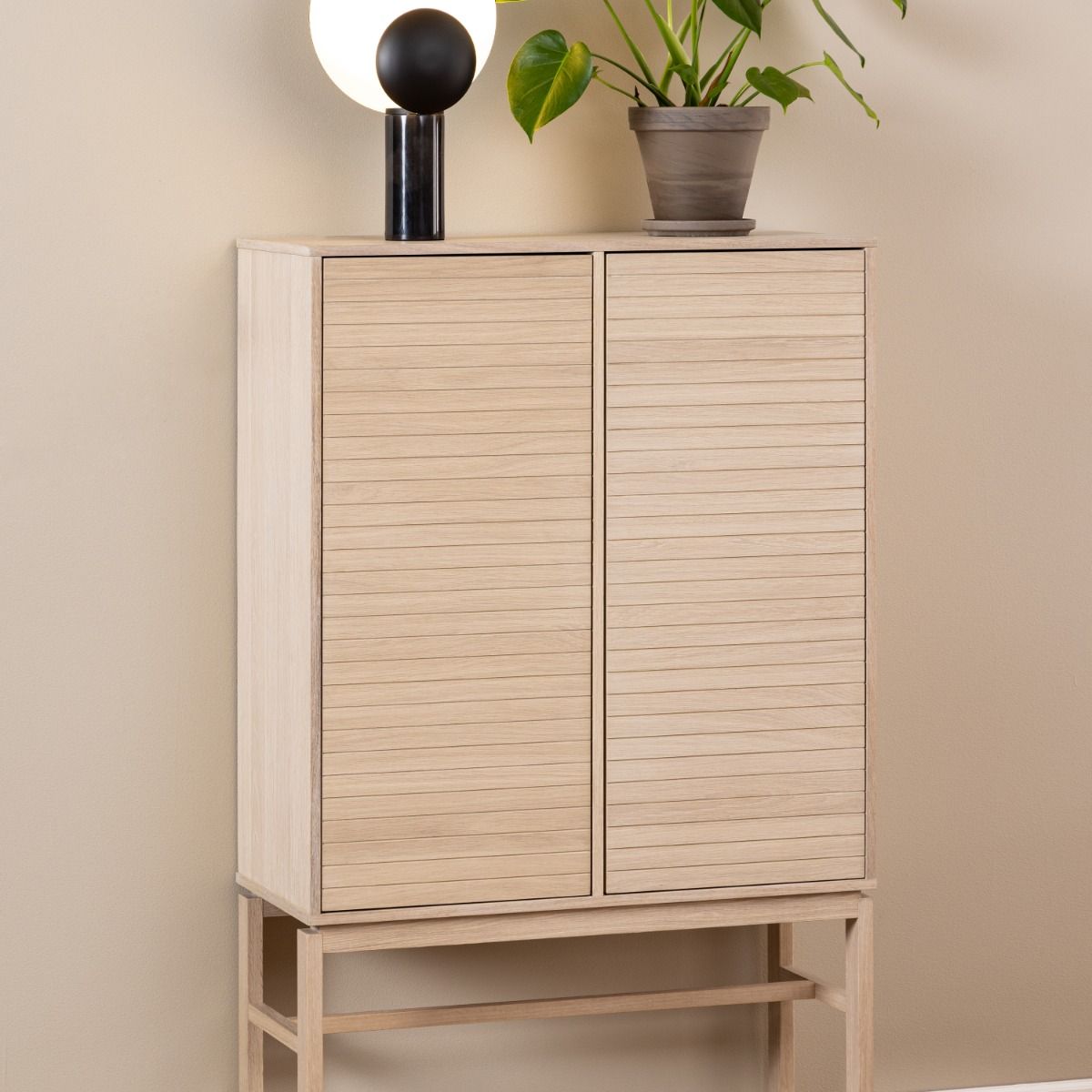 Wooden Storage Cabinet With 2 Doors And 4 Shelves - Linley