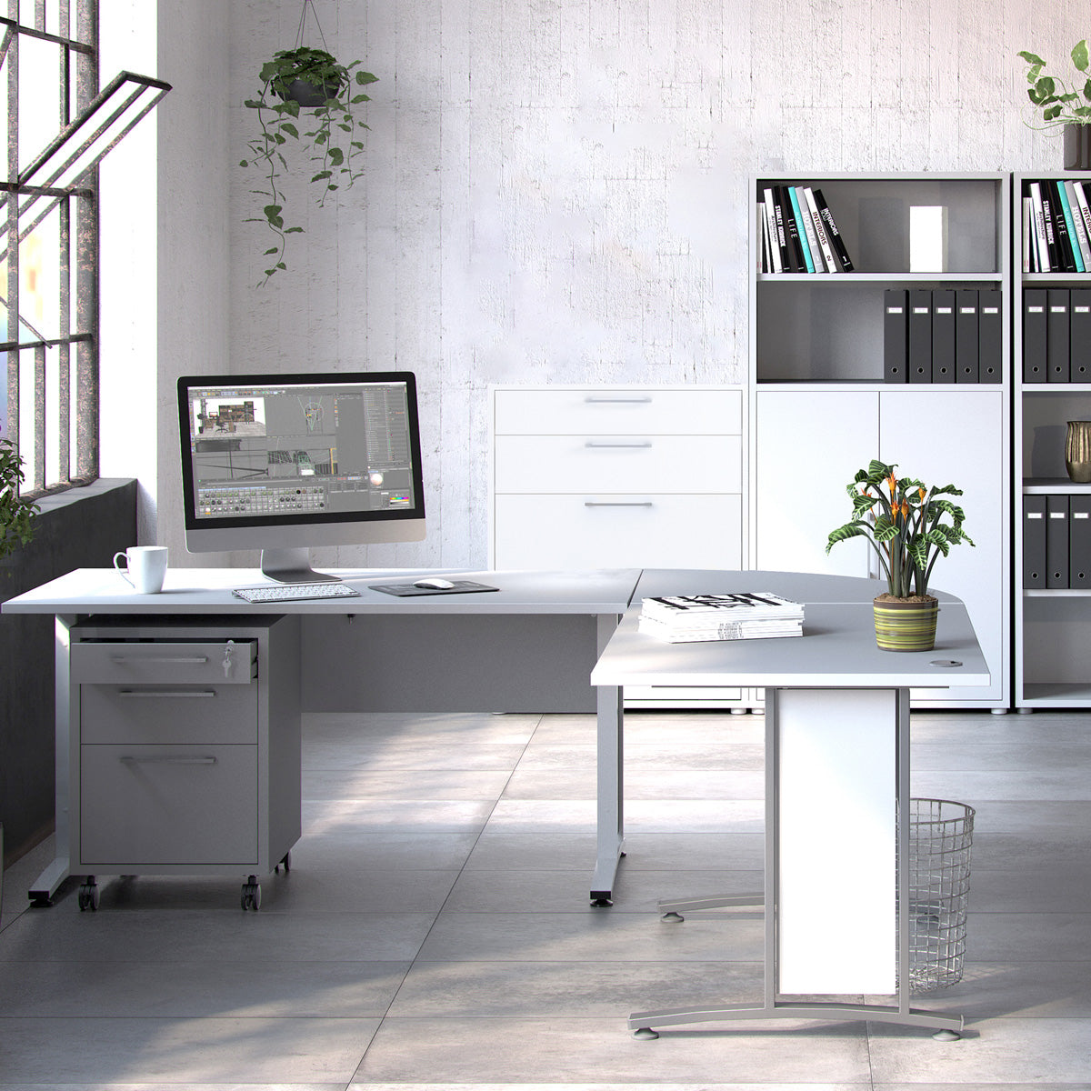 Wooden Storage Cabinet With 2 Drawers And 2 File Drawers - Prima