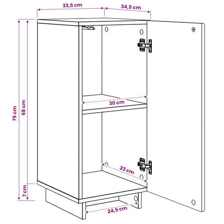 Wooden Storage Cabinet 33.5cm Wide With 1 Door - Vantage Home