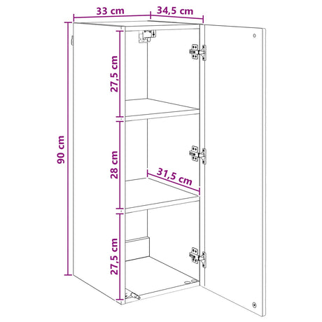Wooden Storage Cabinet 33cm Wide Wall Hung With 1 Door - Vantage Home