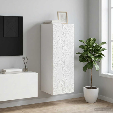 Wooden Storage Cabinet 33cm Wide Wall Hung With 1 Door - Vantage Home