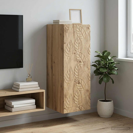 Wooden Storage Cabinet 33cm Wide Wall Hung With 1 Door - Vantage Home