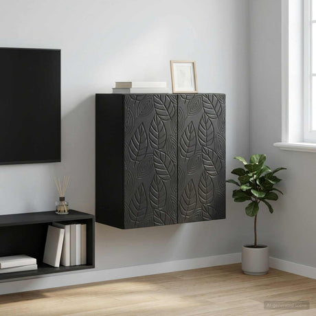 Wooden Storage Cabinet 59cm Wide Wall Hung With 2 Doors - Vantage Home