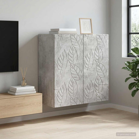 Wooden Storage Cabinet 59cm Wide Wall Hung With 2 Doors - Vantage Home