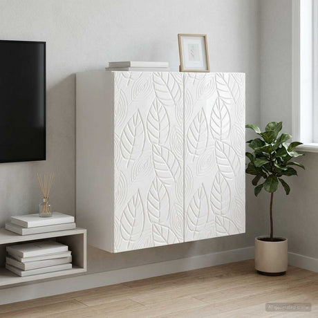 Wooden Storage Cabinet 59cm Wide Wall Hung With 2 Doors - Vantage Home