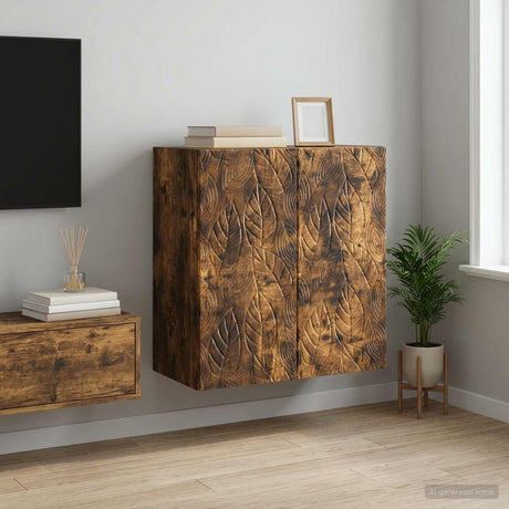 Wooden Storage Cabinet 59cm Wide Wall Hung With 2 Doors - Vantage Home