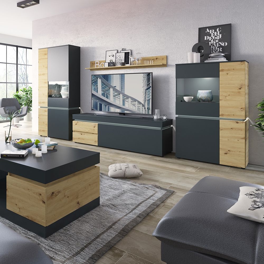 Wooden Storage Cabinet With 6 Doors And LED Lights - Luci