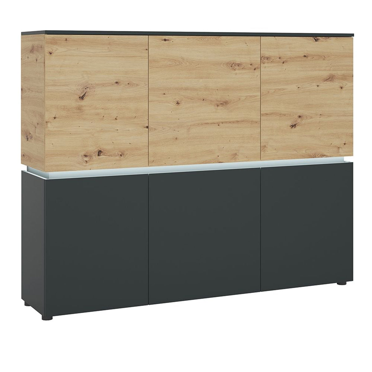 Wooden Storage Cabinet With 6 Doors And LED Lights - Luci