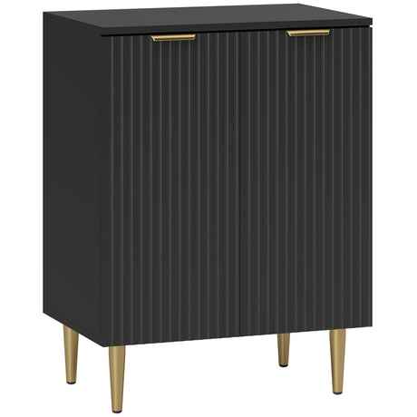 Wooden Storage Cabinet 60cm Wide With 2 Doors And Gold Legs - Velmora