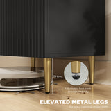 Wooden Storage Cabinet 60cm Wide With 2 Doors And Gold Legs - Velmora
