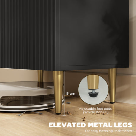 Wooden Storage Cabinet 60cm Wide With 2 Doors And Gold Legs - Velmora