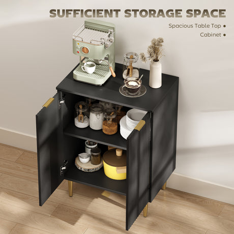 Wooden Storage Cabinet 60cm Wide With 2 Doors And Gold Legs - Velmora
