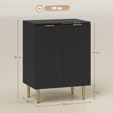 Wooden Storage Cabinet 60cm Wide With 2 Doors And Gold Legs - Velmora