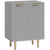 Wooden Storage Cabinet 60cm Wide With 2 Doors And Gold Legs - Velmora