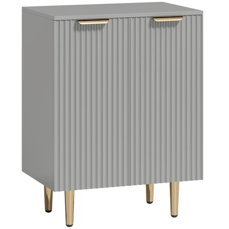 Wooden Storage Cabinet 60cm Wide With 2 Doors And Gold Legs - Velmora