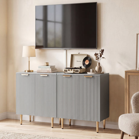 Wooden Storage Cabinet 60cm Wide With 2 Doors And Gold Legs - Velmora