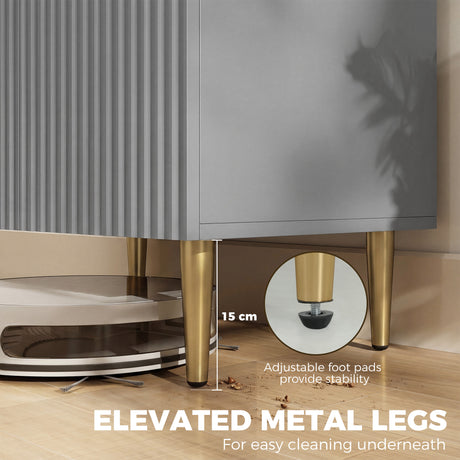 Wooden Storage Cabinet 60cm Wide With 2 Doors And Gold Legs - Velmora