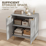 Wooden Storage Cabinet 60cm Wide With 2 Doors And Gold Legs - Velmora
