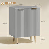 Wooden Storage Cabinet 60cm Wide With 2 Doors And Gold Legs - Velmora