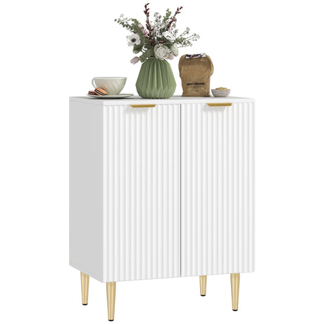 Wooden Storage Cabinet 60cm Wide With 2 Doors And Gold Legs - Velmora