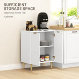 Wooden Storage Cabinet 60cm Wide With 2 Doors And Gold Legs - Velmora