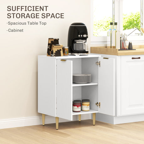 Wooden Storage Cabinet 60cm Wide With 2 Doors And Gold Legs - Velmora