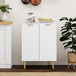 Wooden Storage Cabinet 60cm Wide With 2 Doors And Gold Legs - Velmora