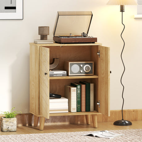 Wooden Storage Cabinet 60cm Wide With 2 Doors - Velmora