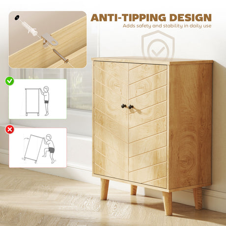 Wooden Storage Cabinet 60cm Wide With 2 Doors - Velmora