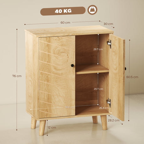 Wooden Storage Cabinet 60cm Wide With 2 Doors - Velmora