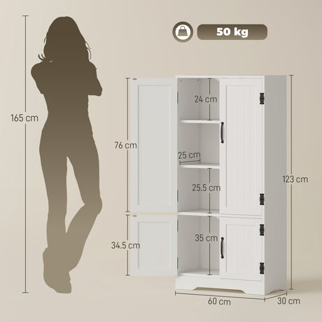 Wooden Storage Cabinet 60cm Wide With 4 Doors - Velmora