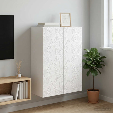 Wooden Storage Cabinet 66cm Wide Wall Hung With 2 Doors - Vantage Home