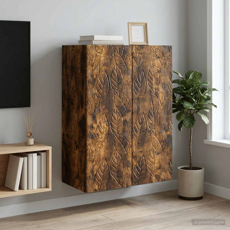 Wooden Storage Cabinet 66cm Wide Wall Hung With 2 Doors - Vantage Home