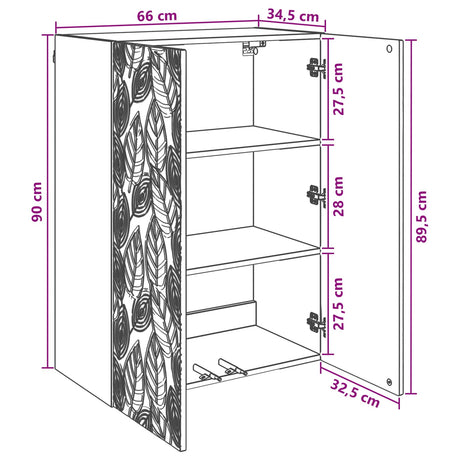 Wooden Storage Cabinet 66cm Wide Wall Hung With 2 Doors - Vantage Home