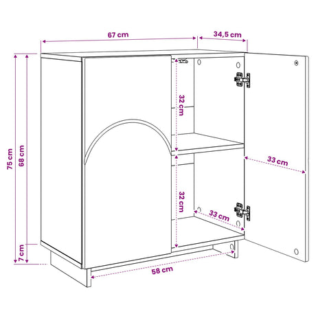 Wooden Storage Cabinet 67cm Wide With 2 Doors - Vantage Home