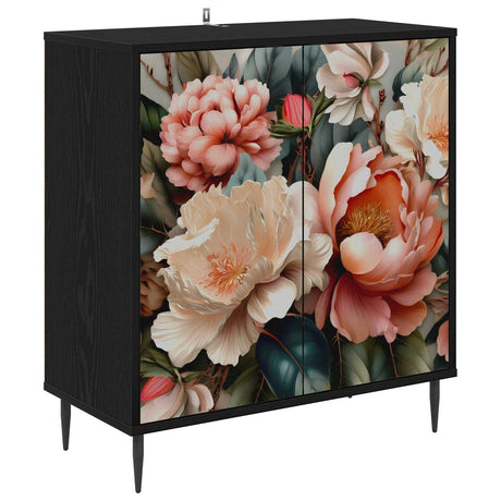 Wooden Storage Cabinet 69cm Wide With 2 Doors And Raised Feet - Borne