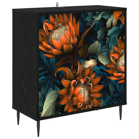 Wooden Storage Cabinet 69cm Wide With 2 Doors And Raised Feet - Lochem
