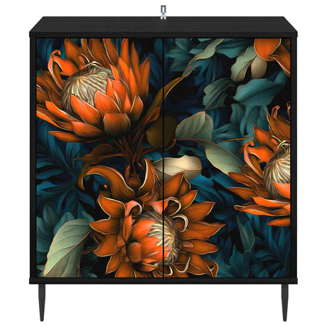Wooden Storage Cabinet 69cm Wide With 2 Doors And Raised Feet - Lochem