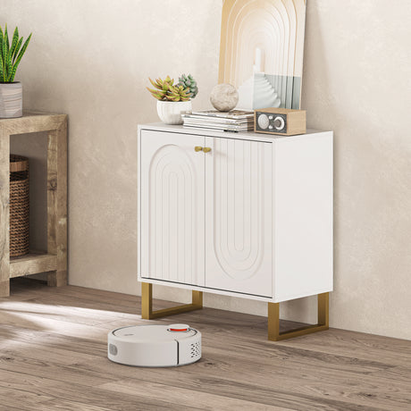 Wooden Storage Cabinet 72.5cm Wide With 2 Doors - Velmora