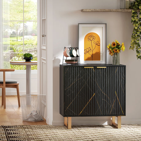 Wooden Storage Cabinet 76.5cm Wide With 2 Doors - Velmora